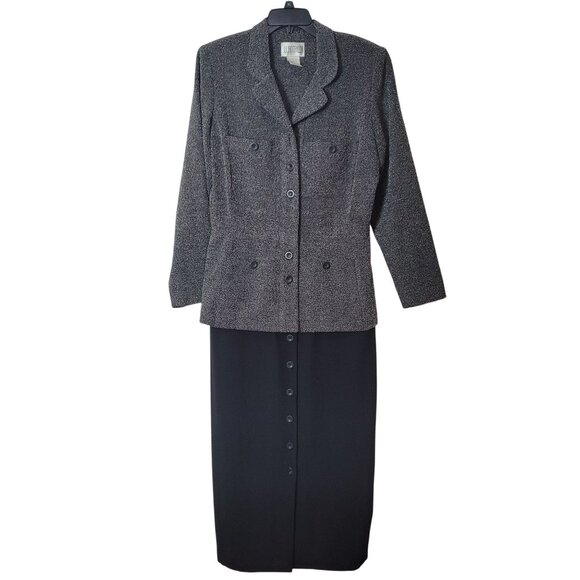 Julian Taylor Womens Two-Piece Suit Dress Size 14 Gray & Black Polyester Blend - Picture 13 of 14